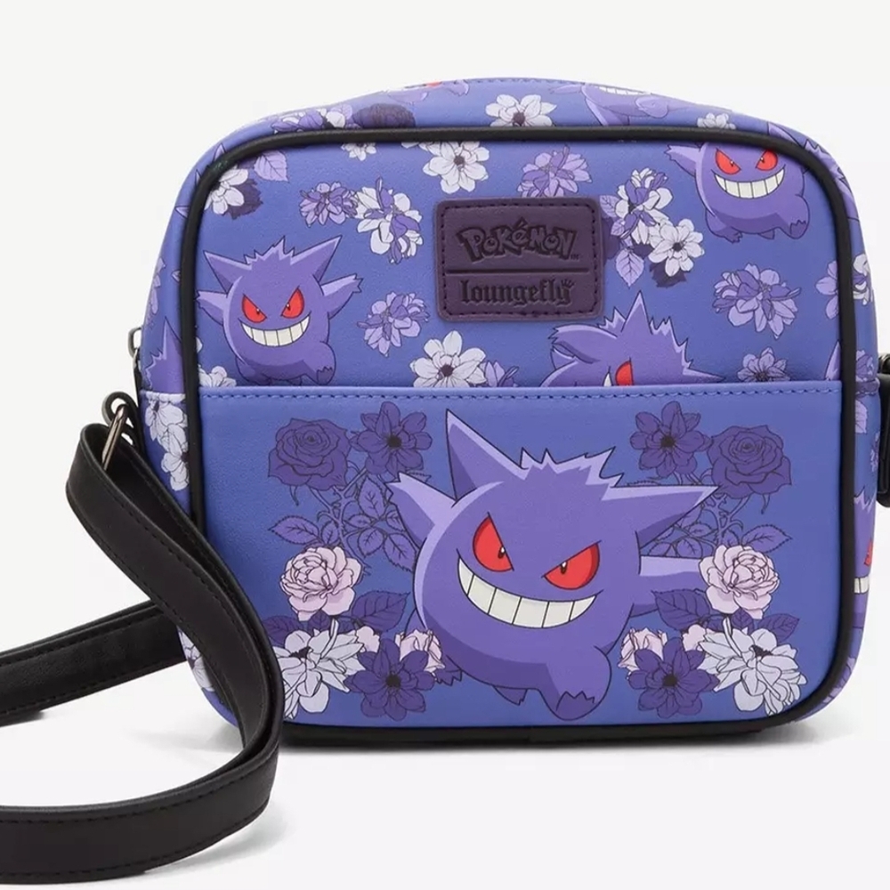 Loungefly Purple Pokémon Gengar Floral Crossbody Bag